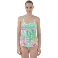 Tropical T- Shirt Tropical Leaves T- Shirt Twist Front Tankini Set by maxcute