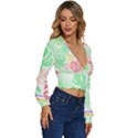 Tropical T- Shirt Tropical Leaves T- Shirt Long Sleeve Deep-V Velour Top View3