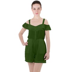 Forest Obsidian Ruffle Cut Out Chiffon Playsuit by HWDesign