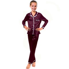 Burgundy Scarlet Kid s Satin Long Sleeve Pajamas Set by BohoMe