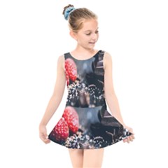 Chocolate Dark Kids  Skater Dress Swimsuit by artworkshop