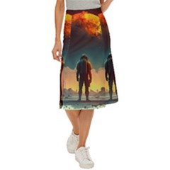 Leadership Alien Soldier Warrior Fantasy Midi Panel Skirt by Ravend