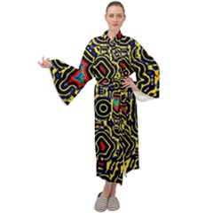 Background Graphic Art Maxi Velour Kimono by Ravend