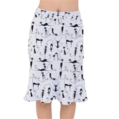 Pattern Cats Black Feline Kitten Short Mermaid Skirt by Ravend