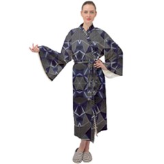 Kaleidoscope Geometric Pattern Maxi Velour Kimono by Ravend