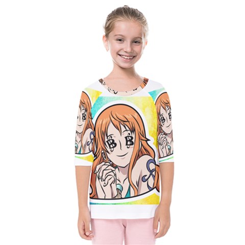 Nami Lovers Money Kids  Quarter Sleeve Raglan Tee by designmarketalsprey31