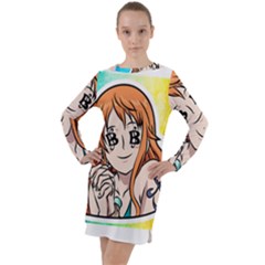 Nami Lovers Money Long Sleeve Hoodie Dress by designmarketalsprey31