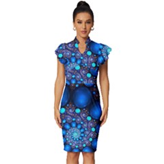 Digitalart Balls Vintage Frill Sleeve V-neck Bodycon Dress by Sparkle