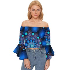 Digitalart Balls Off Shoulder Flutter Bell Sleeve Top by Sparkle