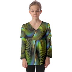 Digitalart  Waves Kids  V Neck Casual Top by Sparkle