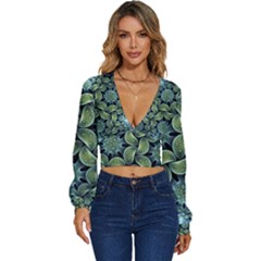 Digitalartflower Long Sleeve Deep-v Velour Top by Sparkle