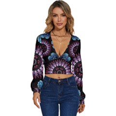 Digitalart Kaleidoscope Long Sleeve Deep-v Velour Top by Sparkle