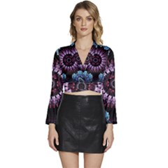 Digitalart Kaleidoscope Long Sleeve Tie Back Satin Wrap Top by Sparkle