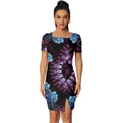 Digitalart Kaleidoscope Fitted Knot Split End Bodycon Dress by Sparkle