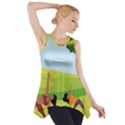 Mother And Daughter Yoga Art Celebrating Motherhood And Bond Between Mom And Daughter. Side Drop Tank Tunic View1