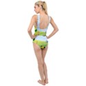 Mother And Daughter Yoga Art Celebrating Motherhood And Bond Between Mom And Daughter. Cross Front Low Back Swimsuit View2