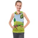 Mother And Daughter Yoga Art Celebrating Motherhood And Bond Between Mom And Daughter. Kids  Sleeveless Hoodie View1