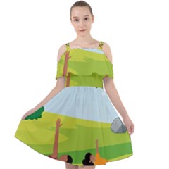 Mother And Daughter Y Cut Out Shoulders Chiffon Dress by SymmekaDesign