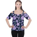 Elegant purple pink peonies in dark blue background Cutout Shoulder Tee View1