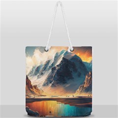 Abstract Color Colorful Mountain Ocean Sea Full Print Rope Handle Tote (large) by Pakemis