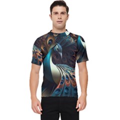 Peacock Bird Feathers Colorful Texture Abstract Men s Short Sleeve Rash Guard by Pakemis