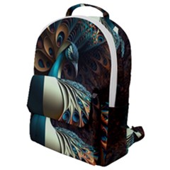 Peacock Bird Feathers Colorful Texture Abstract Flap Pocket Backpack (small) by Pakemis