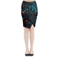 Big Data Abstract Abstract Background Midi Wrap Pencil Skirt by Pakemis