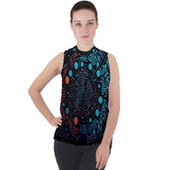 Big Data Abstract Abstract Background Mock Neck Chiffon Sleeveless Top by Pakemis