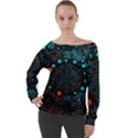 Big Data Abstract Abstract Background Off Shoulder Long Sleeve Velour Top View1