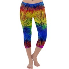 Colour Background Structure Lines Explosion Pop Capri Yoga Leggings by Pakemis