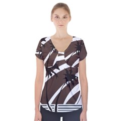 Palm Tree Design-01 (1) Short Sleeve Front Detail Top by thenyshirt