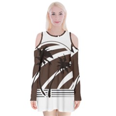 Palm Tree Design-01 (1) Velvet Long Sleeve Shoulder Cutout Dress by thenyshirt