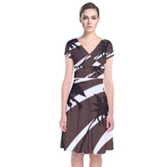 Palm Tree Design-01 (1) Short Sleeve Front Wrap Dress by thenyshirt