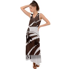 Palm Tree Design-01 (1) V-neck Chiffon Maxi Dress by thenyshirt