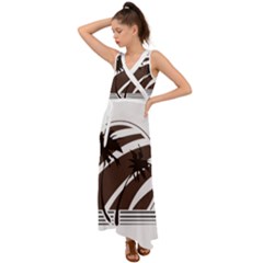 Palm Tree Design-01 (1) V-neck Chiffon Maxi Dress by thenyshirt