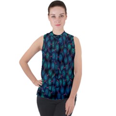 Background Abstract Textile Design Mock Neck Chiffon Sleeveless Top by Ravend