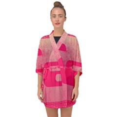 Pink Background Grunge Texture Half Sleeve Chiffon Kimono by Ravend