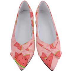 Background Watermelon Pattern Fruit Food Sweet Women s Bow Heels by Jancukart