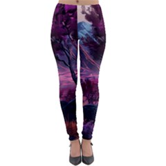 Landscape Landscape Painting Purple Purple Trees Lightweight Velour Leggings by Jancukart