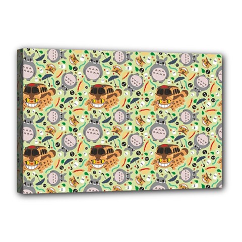 My Neighbor Totoro Pattern Canvas 18  X 12  (stretched) by danenraven