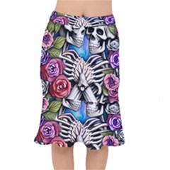 Floral Skeletons Short Mermaid Skirt by GardenOfOphir