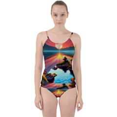 Sunset Over A Lake Cut Out Top Tankini Set by GardenOfOphir