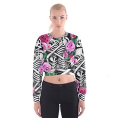 Floral Skeletons Cropped Sweatshirt by GardenOfOphir