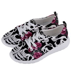 Black And White Rose Sugar Skull Women s Lightweight Sports Shoes by GardenOfOphir