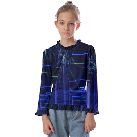 Screen Glitch Broken  Crack  Fracture  Glass Pattern Kids  Frill Detail Tee by Sapixe