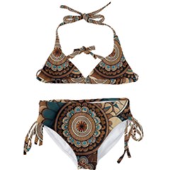 Bohemian Flair In Blue And Earthtones Kids  Classic Bikini Set by HWDesign