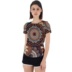 Bohemian Flair In Blue And Earthtones Back Cut Out Sport Tee by HWDesign