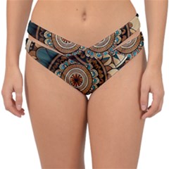 Bohemian Flair In Blue And Earthtones Double Strap Halter Bikini Bottoms by HWDesign