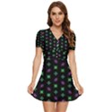 Pattern Background Bright Pattern V-Neck High Waist Chiffon Mini Dress View1