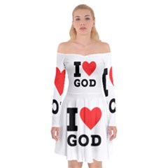 I Love God Off Shoulder Skater Dress by ilovewhateva